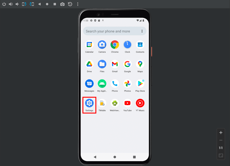 Android Studio エミュレーター Pixel 4 アプリ一覧