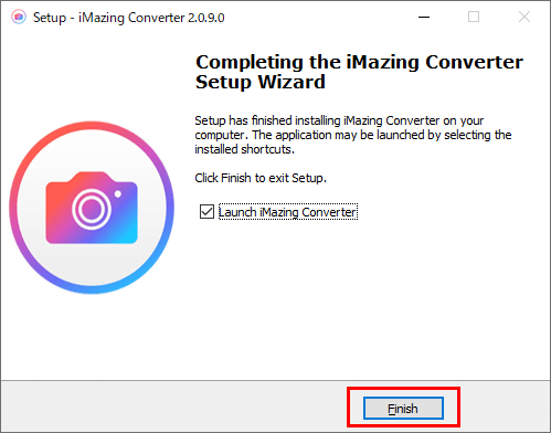 iMazing Converter インストーラー インストール完了